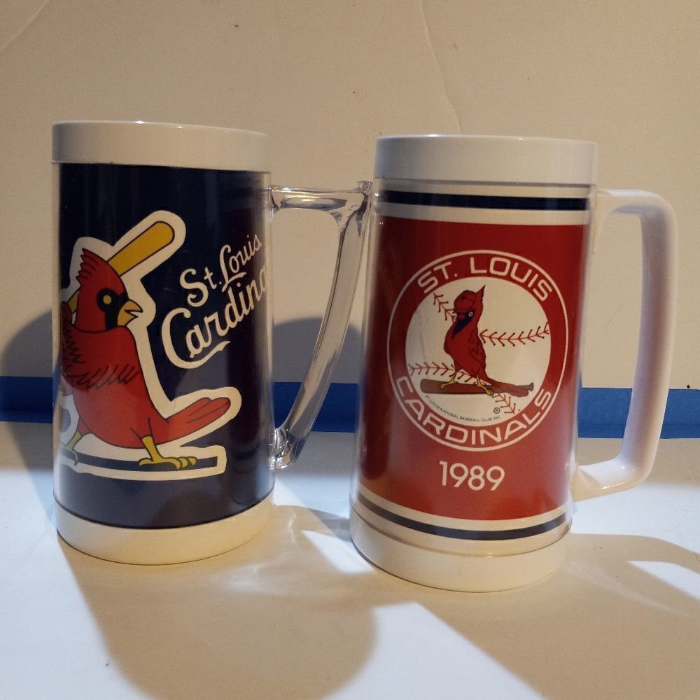 Vintage 1989 and 1970 St Louis Cardinals Bud Light Beer Thermo Mugs